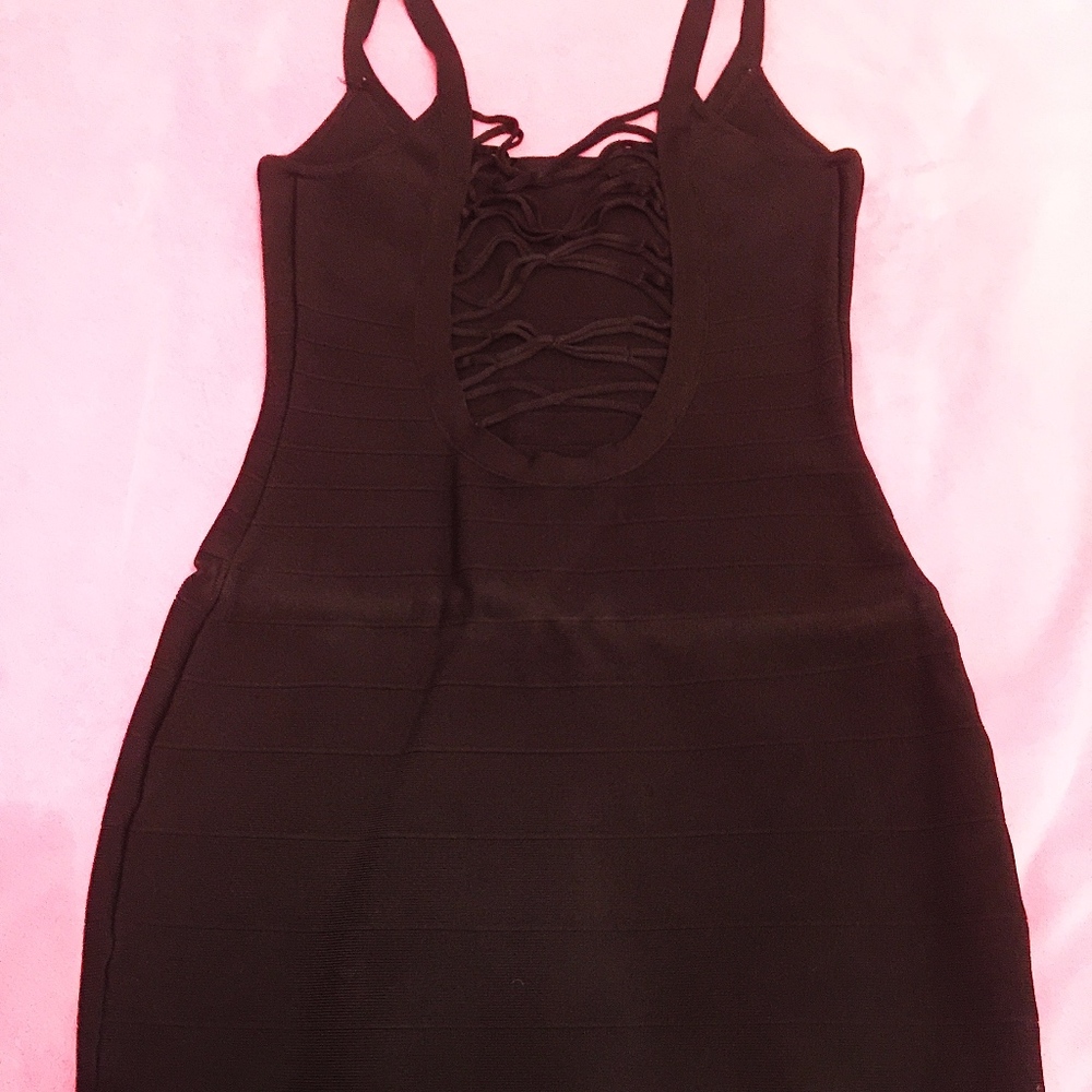 black tight mini bandage dress